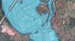 Hochwasserrisikokarte
© Bayerische Vermessungsverwaltung Karte eines Stadtgebiets mit eingezeichneter blauer Fläche zur Darstellung eines Überschwemmungsgebiets