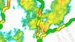 Verkehrs- und Wettermessung
© Landkreis Neustadt an der Waldnaab Wetter- und Verkehrskarte mit farbigen Bereichen, die Verkehrsdichte oder Wetterintensität entlang von Verkehrsachsen anzeigen.