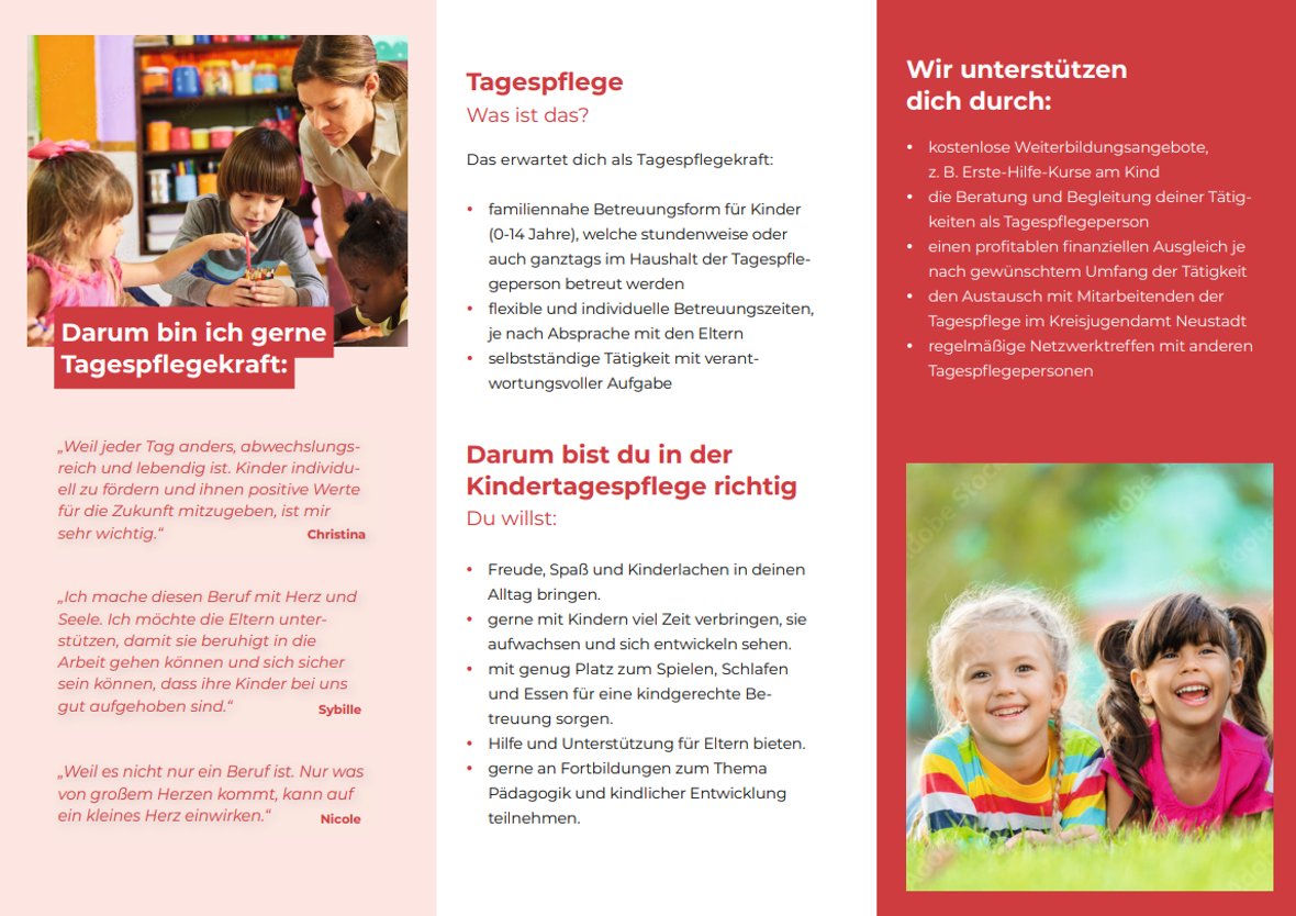 Tagespflege | NEW Kindertagespflege | Flyer Innenseite
© Landkreis Neustadt an der Waldnaab