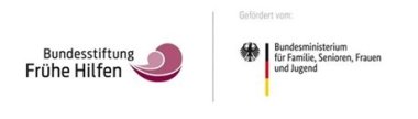 Logo der Bundesstiftung Frühe Hilfen. Rechts daneben steht: Gefördert vom: Bundesministerium für Familie, Senioren, Frauen und Jugend