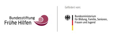 Förderlogo Bundesministerum für Familie, Senioren, Frauen und Jugend Logo der Bundesstiftung Frühe Hilfen. Rechts daneben steht: Gefördert vom: Bundesministerium für Familie, Senioren, Frauen und Jugend