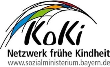 "Logo von KoKi mit dem Text: Netzwerk frühe Kindheit - www.sozialministerium.bayern.de"
