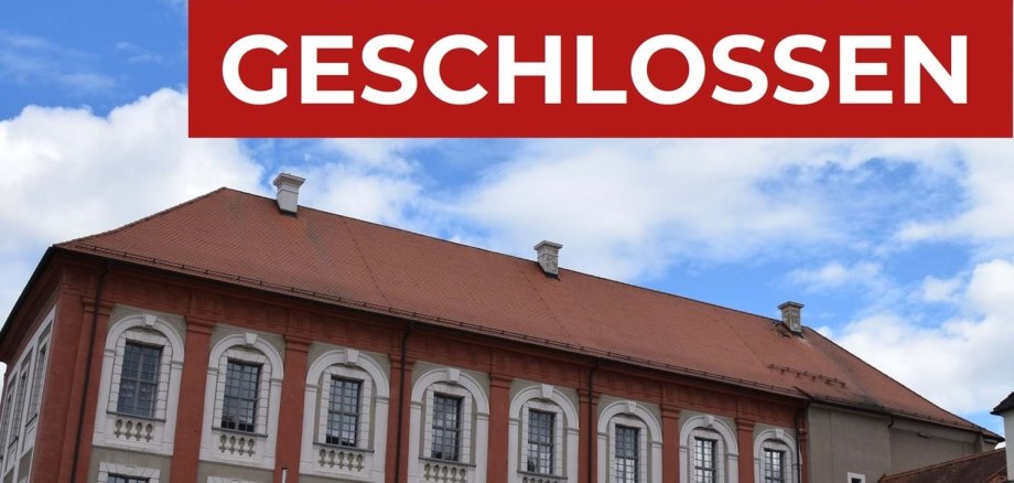 Abbildung des Landratsamtes mit dem Slogan " Geschlossen".